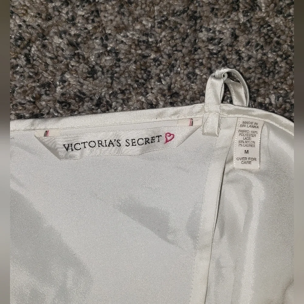 Victoria's Secret| Vintage White Lace Silky Slip Dress with Side Slit
